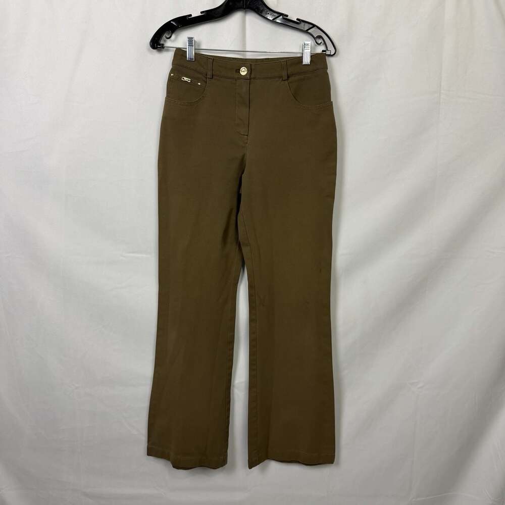 St John Sport Women's Olive Green Cotton Stretch Bootcut Pants Size 4